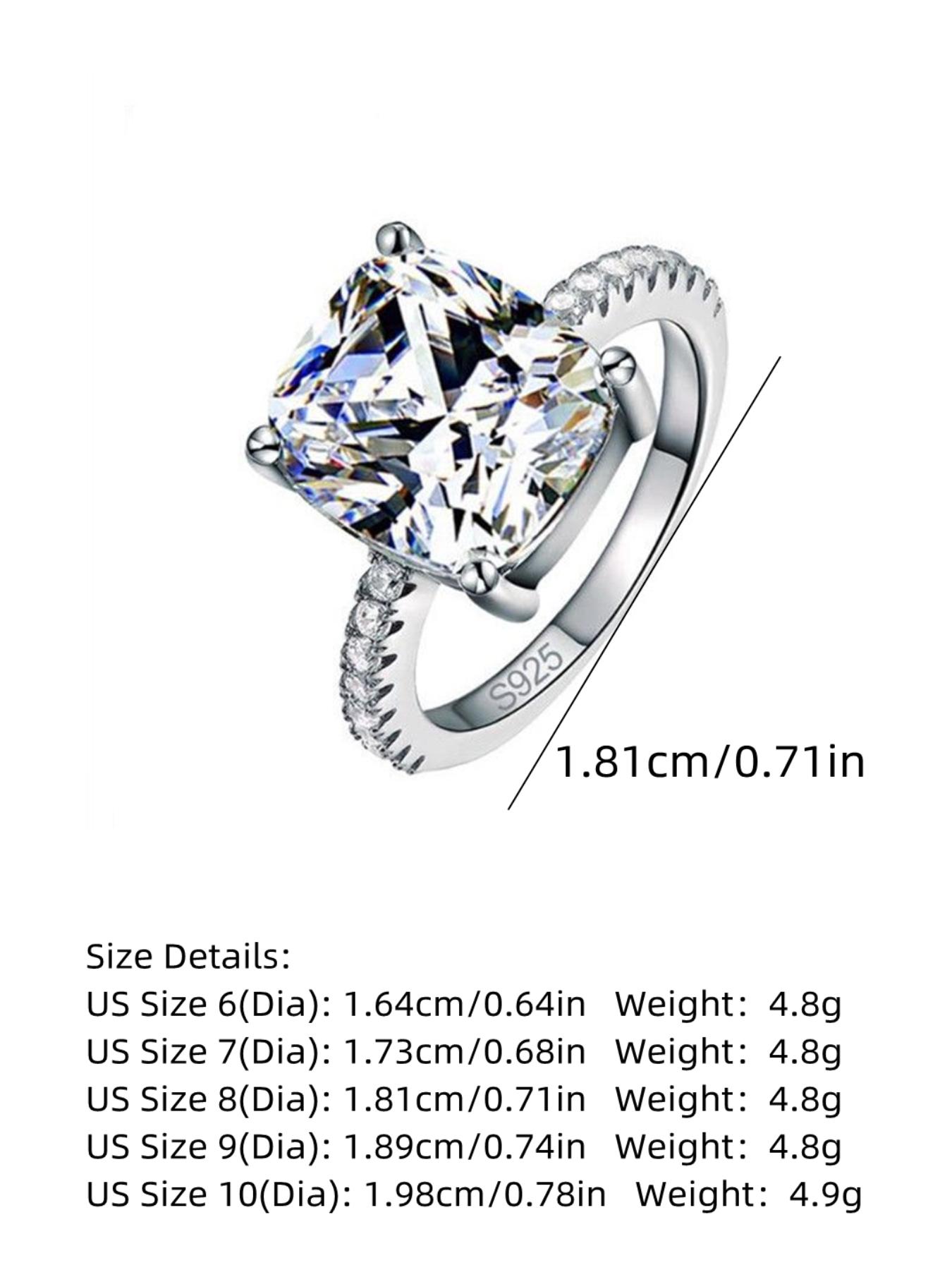 S925 Sterling Silver Square Shaped Artificial Zircon Ring, Beautiful Rings, Shiny Ring for Women, Trendy All-match & Exquisite Jewelry for Birthday Gift, Art Deco Engagement Ring, Elegant Everyday Ring, Fashion Rings