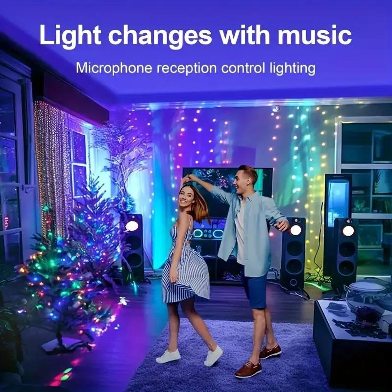 Remote & App-Controlled Smart RGB LED Strip Lights, Multi-Color LED Fairy Lights, USB-Powered, IP65 Waterproof, Music/Voice Sync, Ambient Decorative Lights for Weddings & Parties