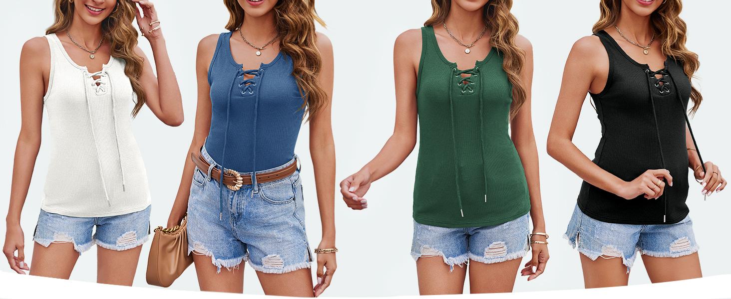 Beotyshow Womens Sexy V Neck Tank Shirts Top Sleeveless Casual Basic Drawstring Rib Knit Tops Vest Winter Beotyshow Womens Sexy V Neck Tank Shirts Top Sleeveless Casual Basic Drawstring Rib Knit Tops Vest Winter