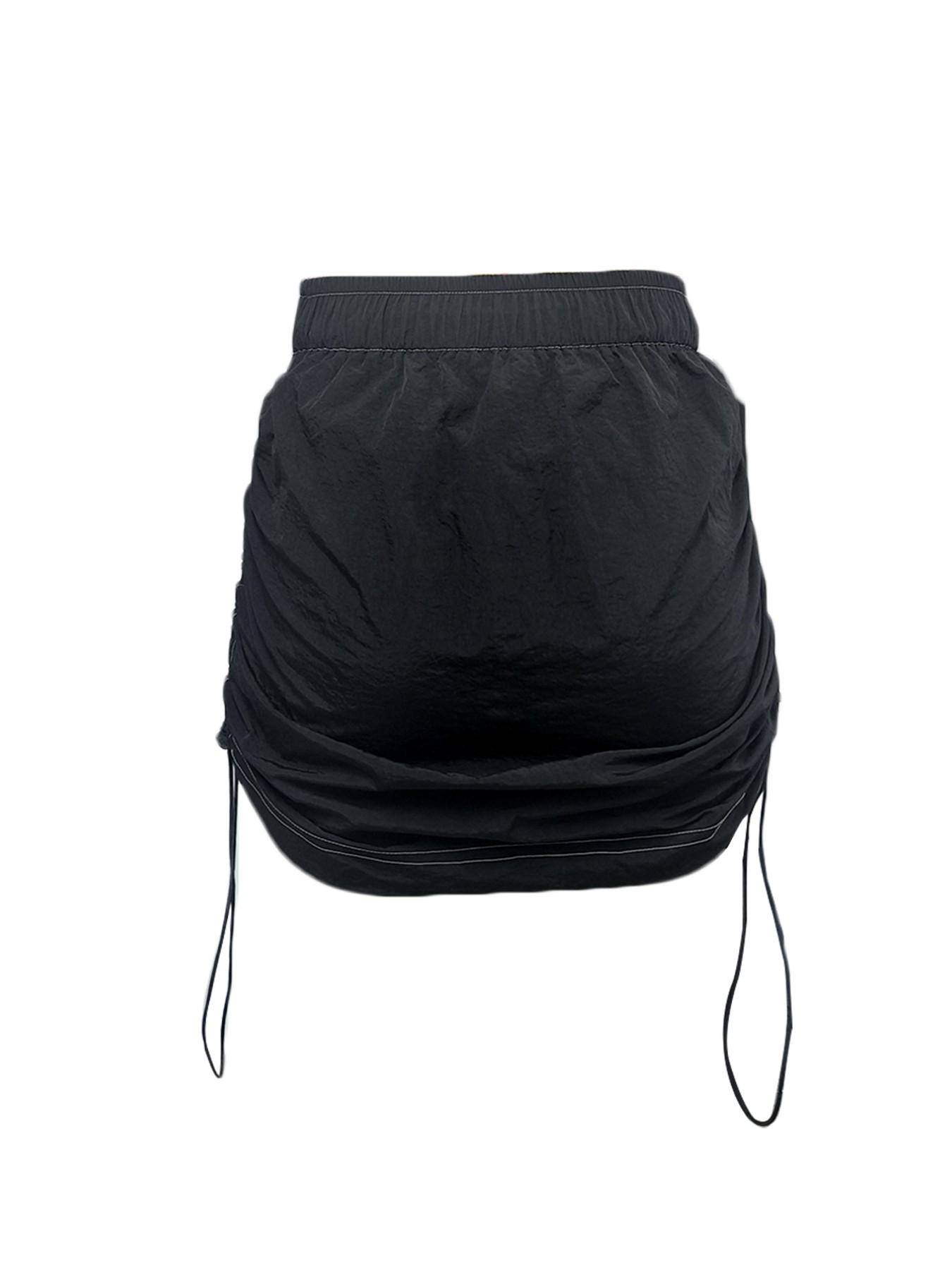 GILIPUR Women's Black Drawstring Ruched Mini Skirt, Mid-Rise Bodycon Skort with Side Tie Detail, Y2K Streetwear Casual Cargo Skirt for Summer, Beach, Club & Daily Outfits TChic