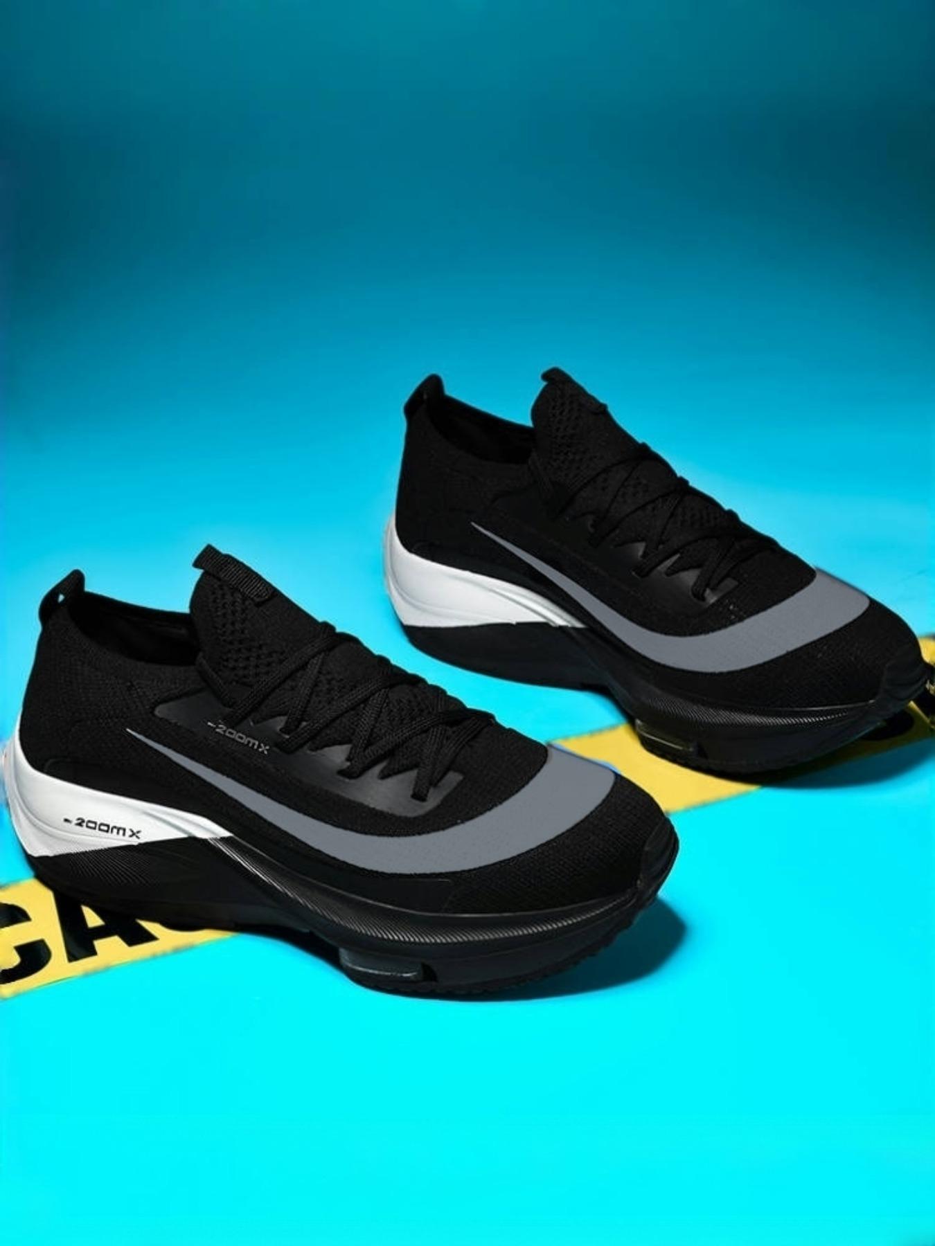 Men's Letter & Striped Print Lace Up, Casual Sporty Breathable Comfortable Running Shoes, Workout Sneakers, athletic running shoes, Non-slip Sneakers for Daily Wear