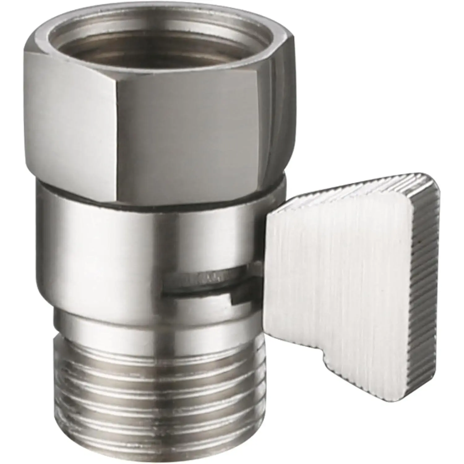 Shower Valve Brushed Nickel, Flow Adjuster Restrictor Shut Off | Robust Brass Water Flow Regulator G 1/2, Control Water Volume  Reducer for Handheld Shower or Bidet Sprayer