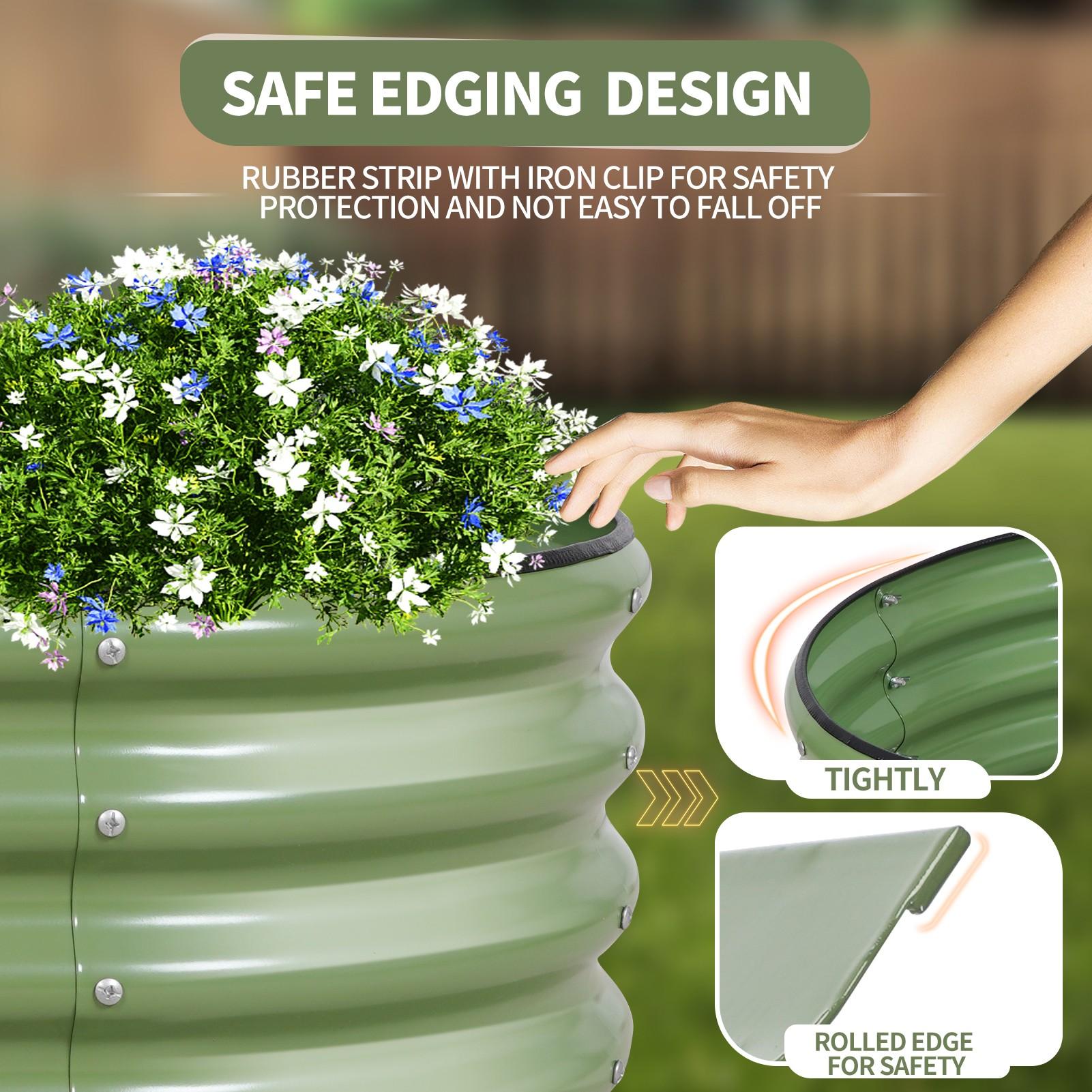 1pc Oval Metal Raised Garden Bed 4x2x1ft Steel Planter Box Kit for Vegetables Flowers Herbs Easy Tool Free Assembly Rust Resistant Deep Root Design