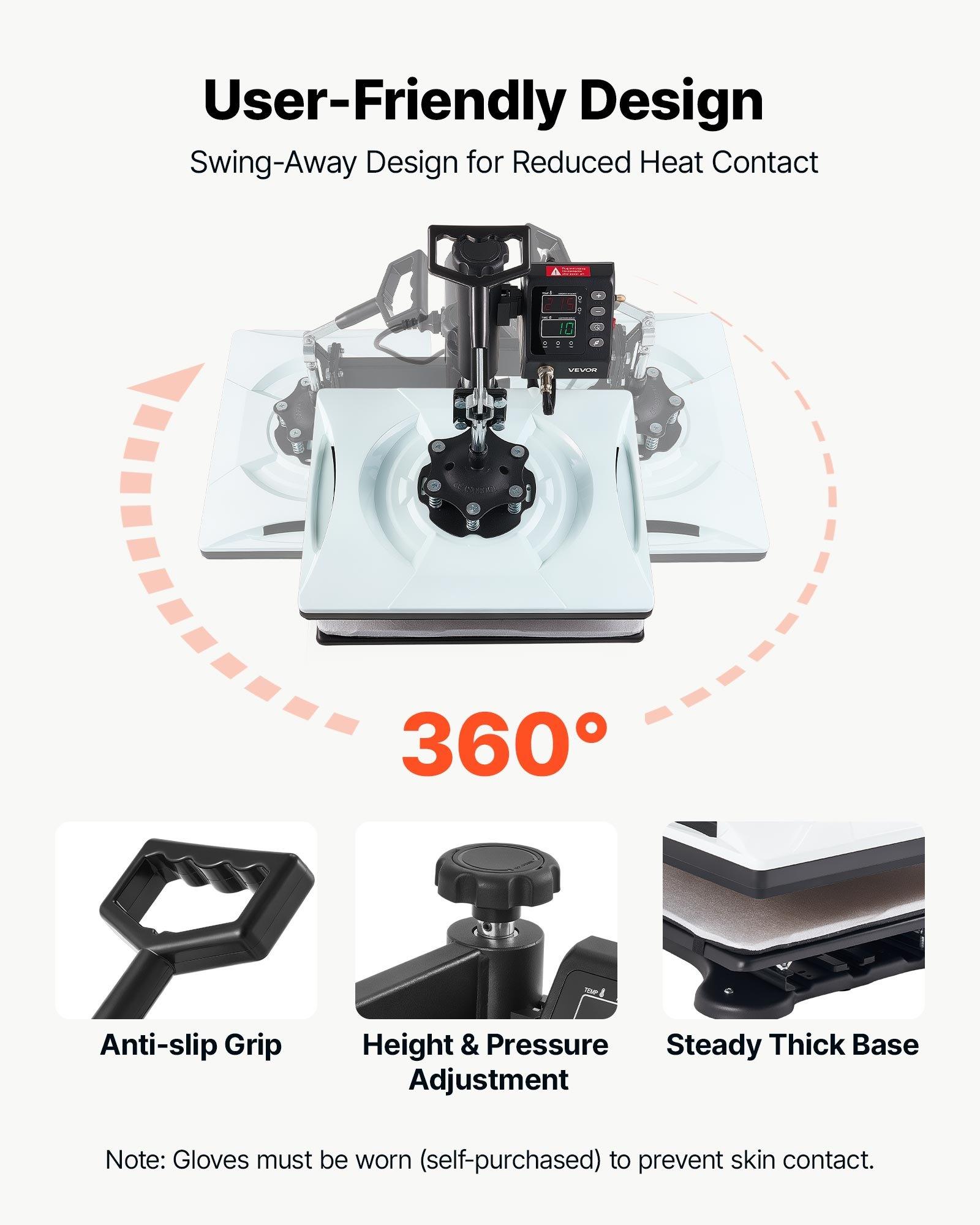 【DealsForYouDays】VEVOR 12x15 in 5-in-1 Heat Press Kit, Fast-Heating Sublimation Press Machine with Digital Control, Even Heating, Precise Time-Temp Settings for T-Shirts, Mugs, Caps