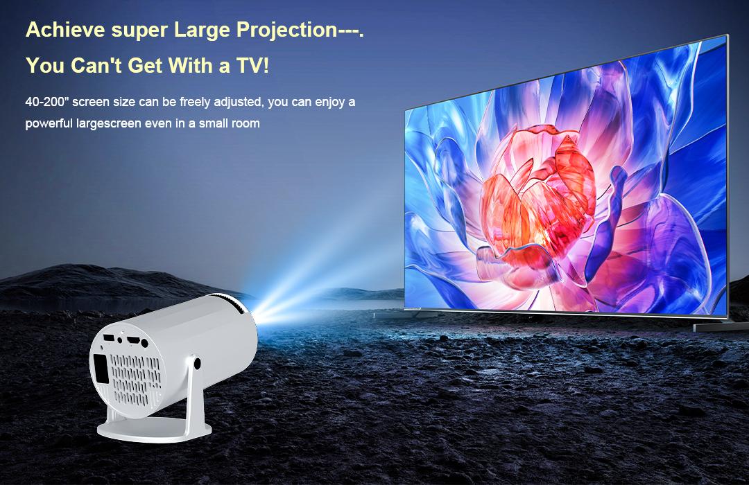 XBJ Portable Projector 2.4/5G WiFi 360° HD LED 200 InchScreen Built-in Speaker Multifunctional Projector for HomeCinema and Outdoor Use White Remote