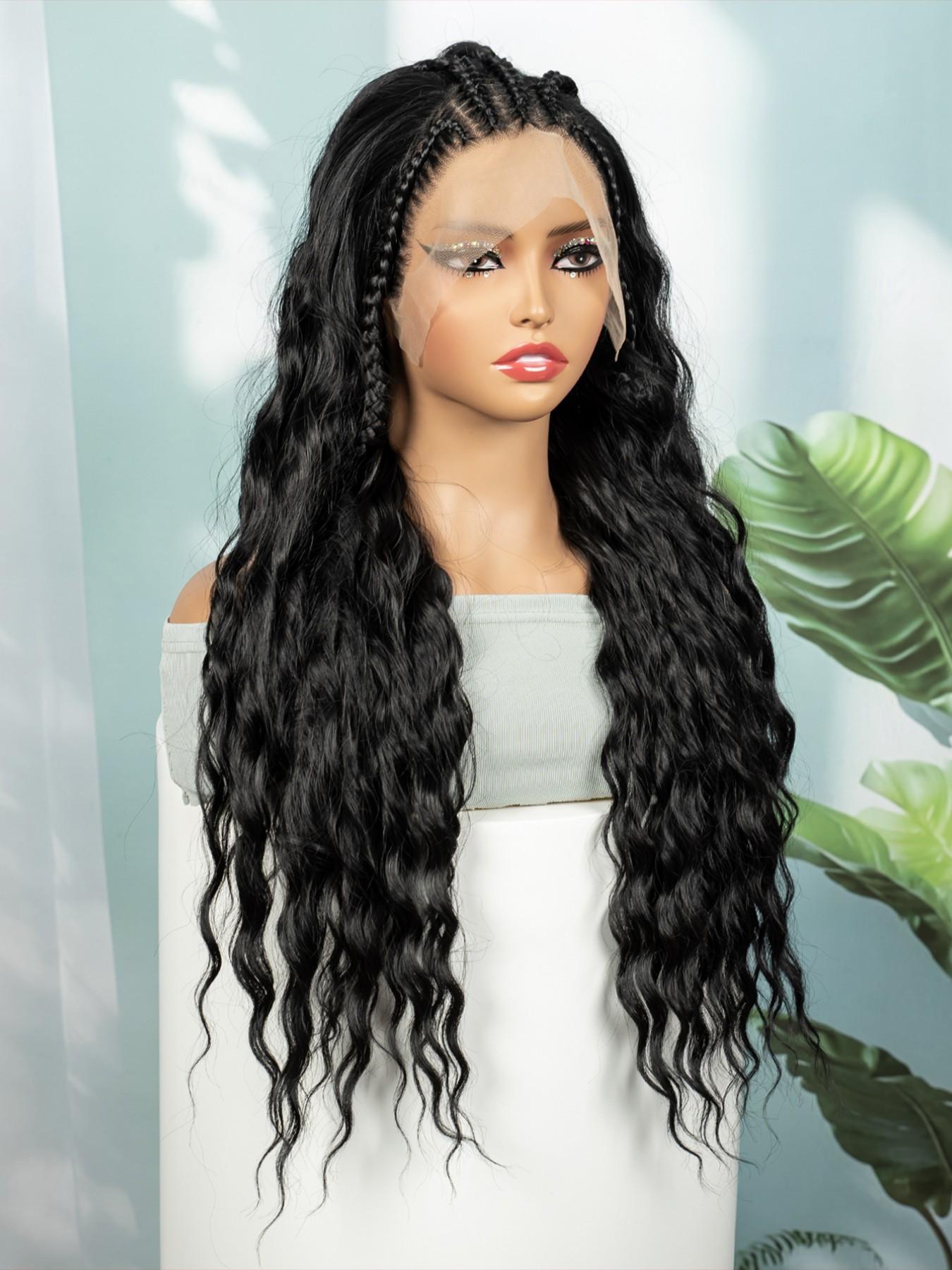Stunning Knotless Braids Wig, Extra Long & Fluffy Curls, Perfect for Stylish Looks, Easy to Wear, Ideal for Daily Use, Synthetic Curly Wigs, Curly Braided Wigs