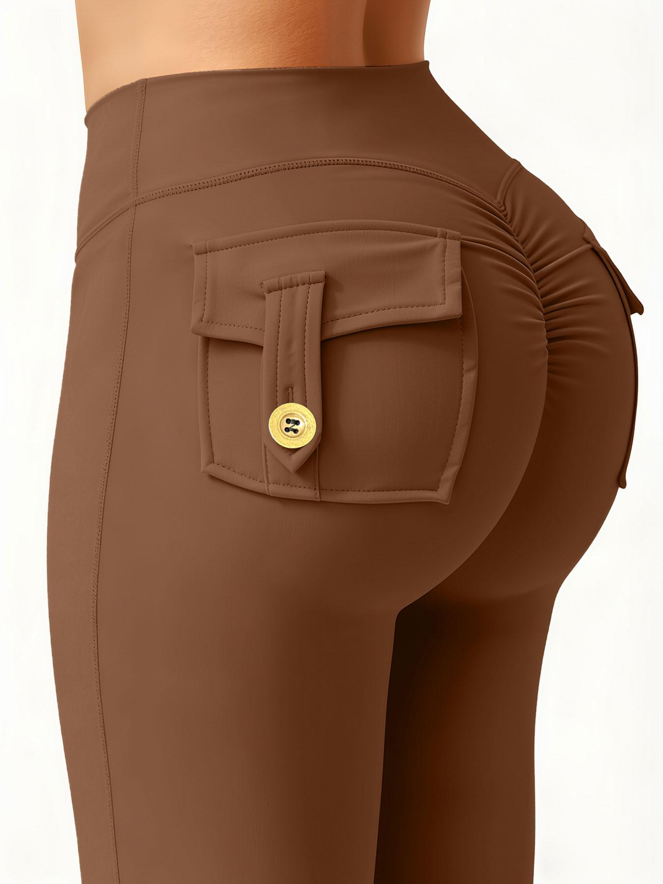 Women's High Waisted Tight Fit Flare Pants with Pockets, V-Shape Waist Design, Butt Lifting Yoga Pants, Casual Fall Winter Workout Wear, Flared Yoga Bottoms, Gym Sportswear Bottoms