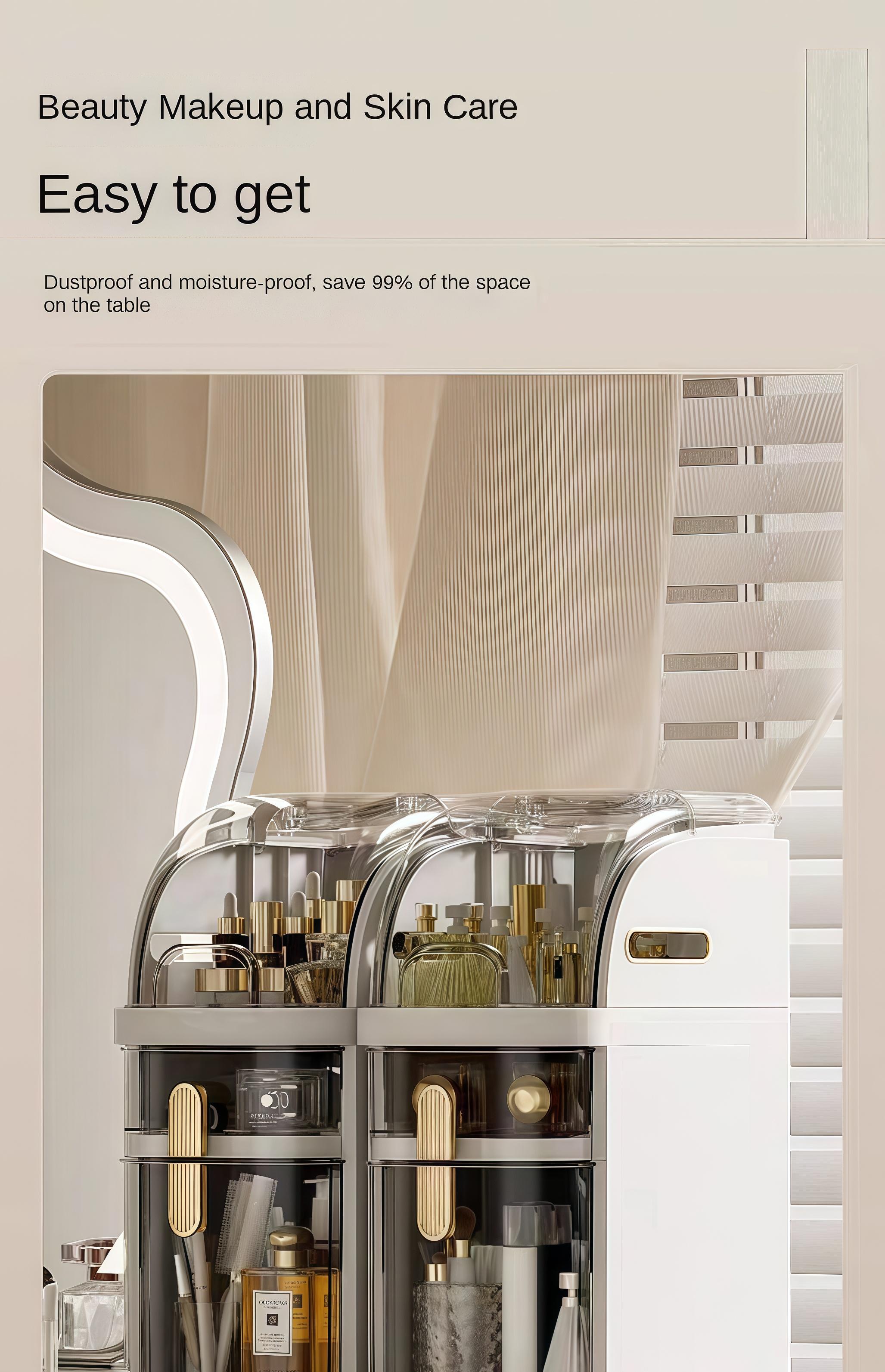 UFORU Space-Saving Multilayer Bathroom Storage Cabinets - 4-Tier Slim Design with Transparent Drawers & Removable Top Tray for Efficient Organization