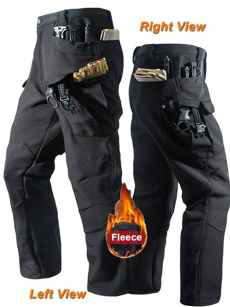 Men's Tactical Fleece Lined Cargo Pants, Autumn Winter Outdoor Multi-Pocket Workwear, Warm Lightweight Durable Scratch-Resistant Hunting Shooting Hiking Pants