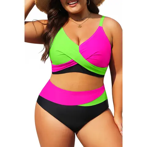 Tempt Me Plus Size Two Piece Swimsuit - Women High Waisted Bikini Set Tummy Control Bathing Suits Vacation Swimwear for Women SwimWeek