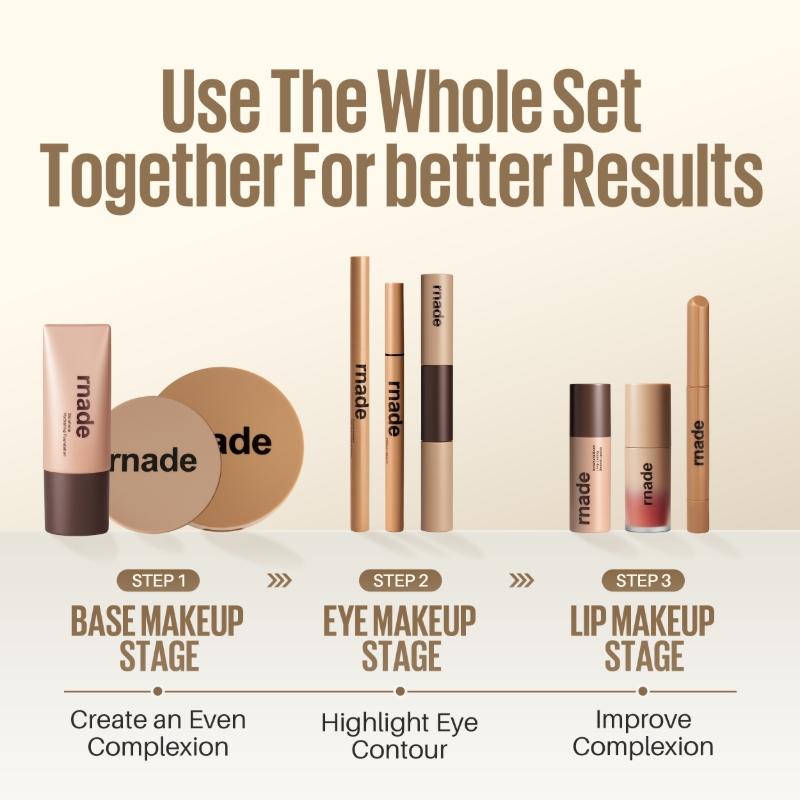 Full Face Makeup Set Gift Box, Cosmetic Makeup Set, 9-Piece Kit Including Foundation, Eyeliner, Lipstick, Travel-Friendly, Perfect for Beginners