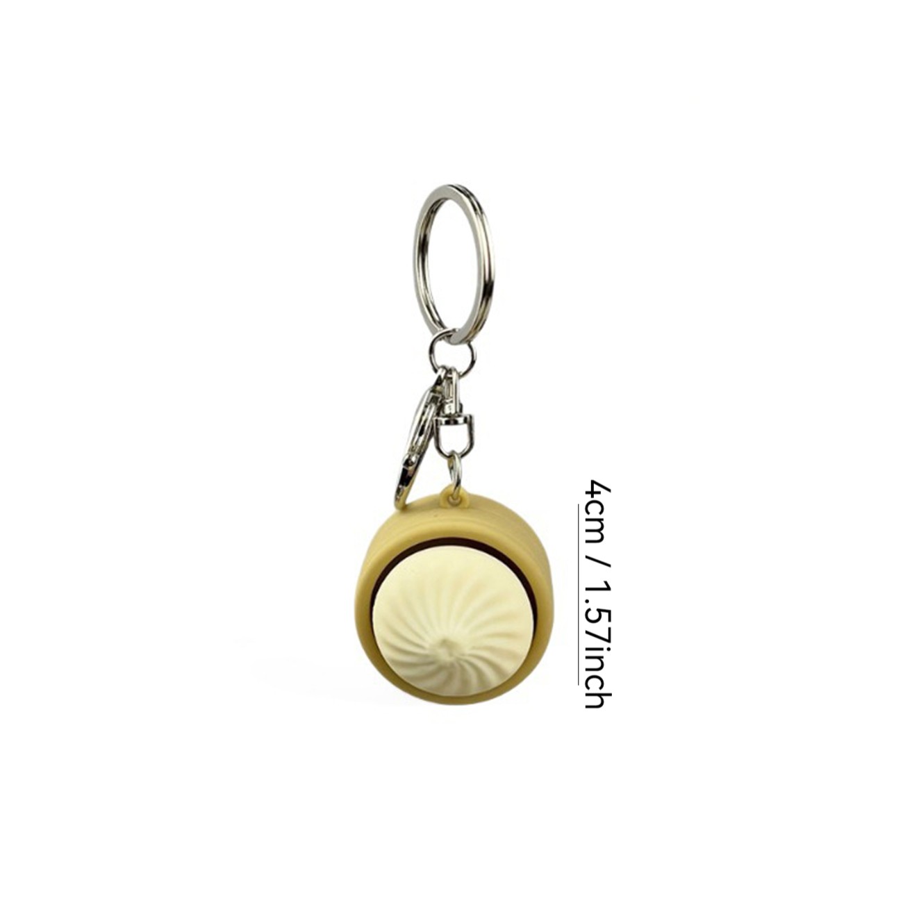 2-piece set - Simulated mini steamed bun steamer with release buttons and keychain. Stress-relieving keychain for student backpacks. Creative-shaped bag hanger decoration gift. Cute steamed bun keychain as an outlet for stress.
