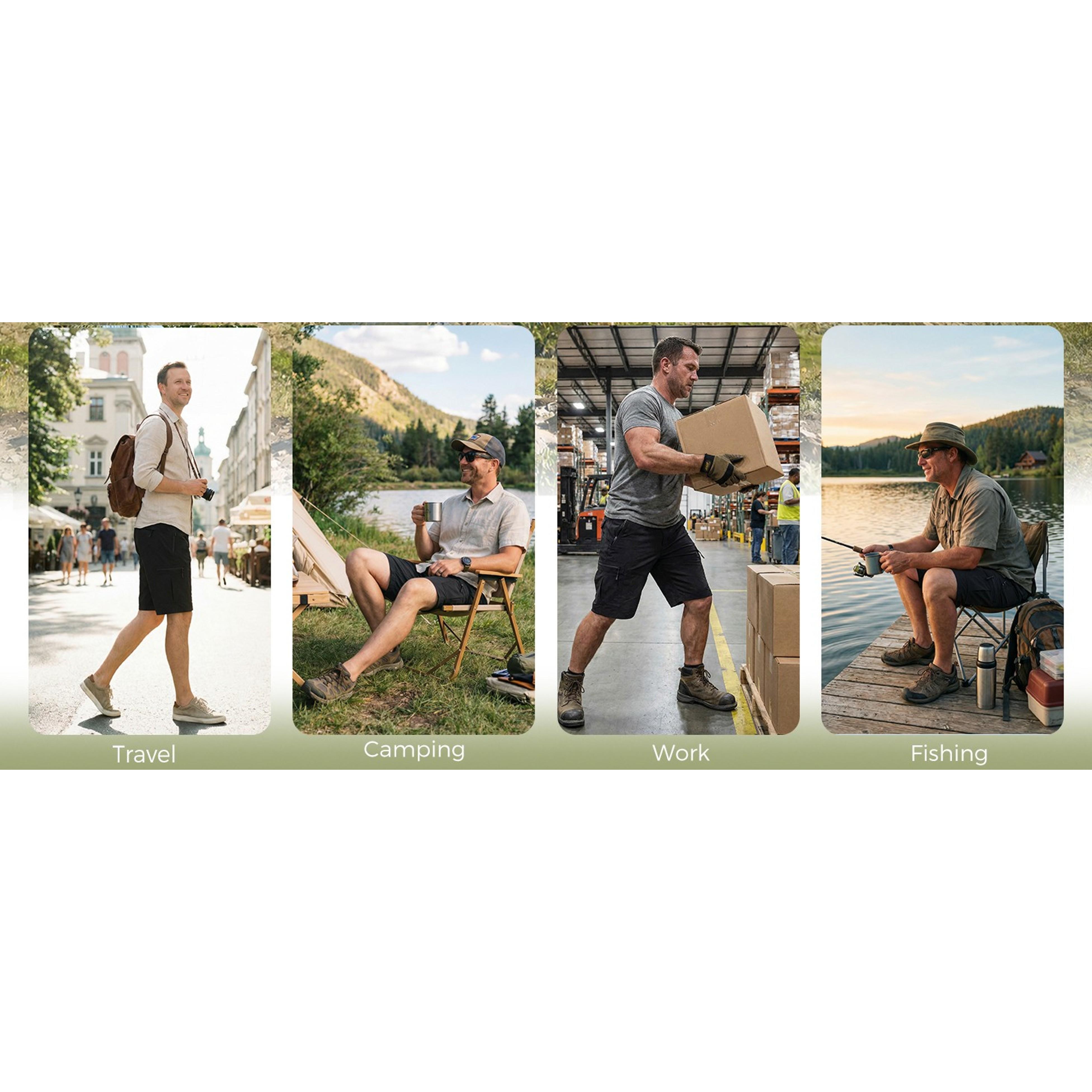 Men's Hiking Cargo Golf Hybrid Shorts 9” Lightweight Quick Dry 5 Zipper Pockets Outdoor Casual Active ShortsGift