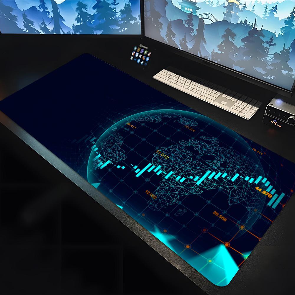 Stock Market Candle Chart Kawaii  Mouse Pad large keyboard mouse desk pad non-slip rubber gaming mouse pad laptop carpet 600x300
