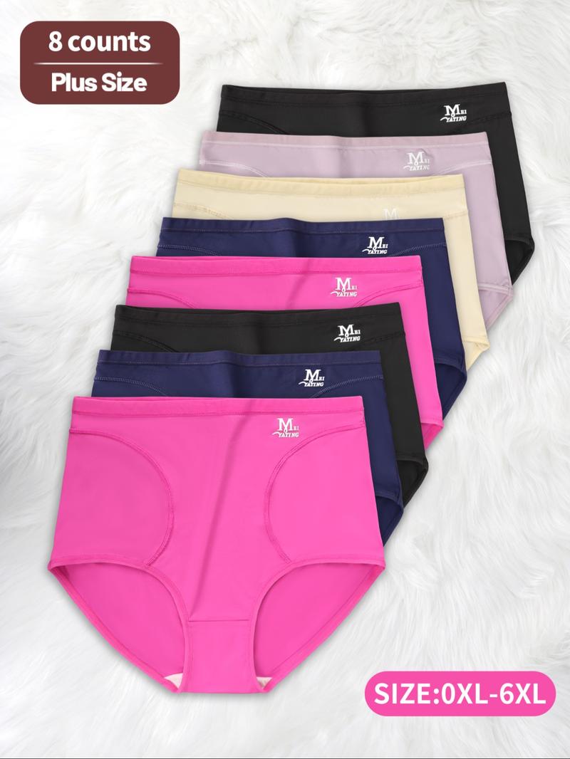 【Plus Size】 Letter Pattern High Waist Brief, Soft Comfy Breathable Knicker for Daily Wear, Fashion Comfy Underwear, Women's Underwear for All Seasons