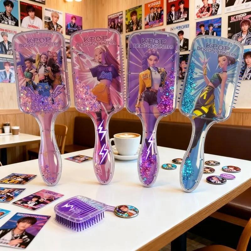 Kpop Hair Comb Square Pad Cartoon Design High-Quality Long Handle Sandfall Styling Brush Universal Hairbrush Fashion Hair Care