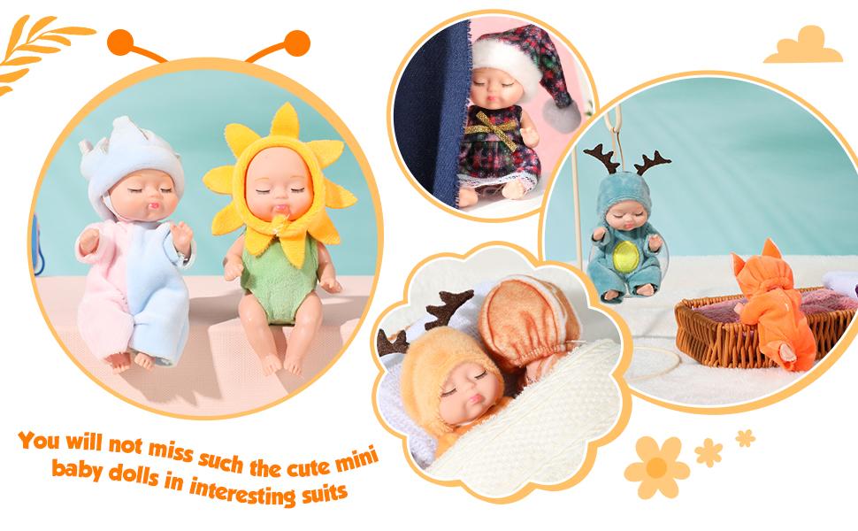 6/10 Pcs Mini Easter Reborn Cute Black Reborn for Easter Basket Stuffer Realistic Animal Dolls Fairy Princess Doll for Girls Party Exchange Gift Idea Birthday Party Gift Creative Holiday Party Supplies Emotional Companionship Gift