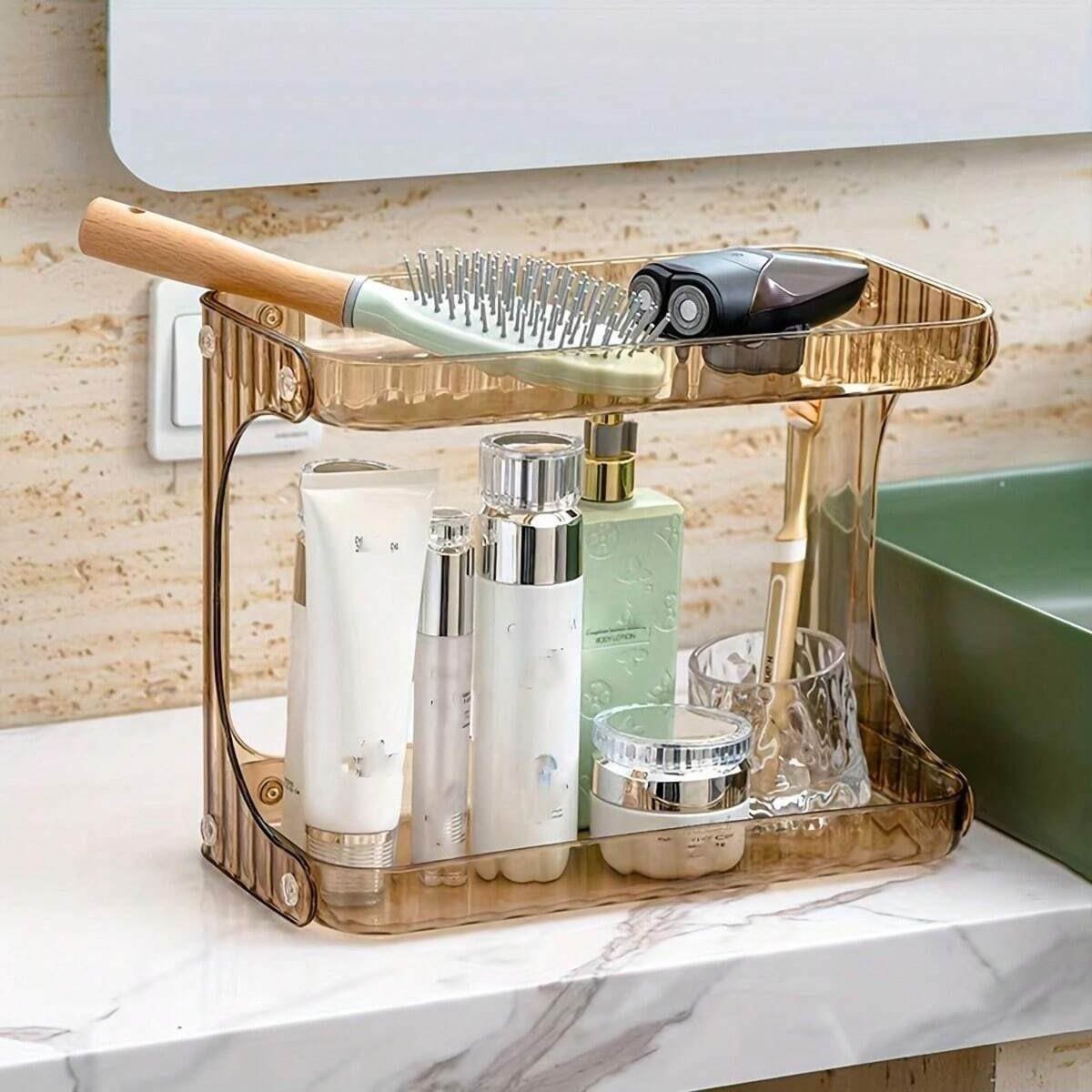 Tabletop Cosmetic Storage Box, Desktop Bathroom Skincare Organizer Rack, Space-Saving Makeup Container, Ideal for Home Organization