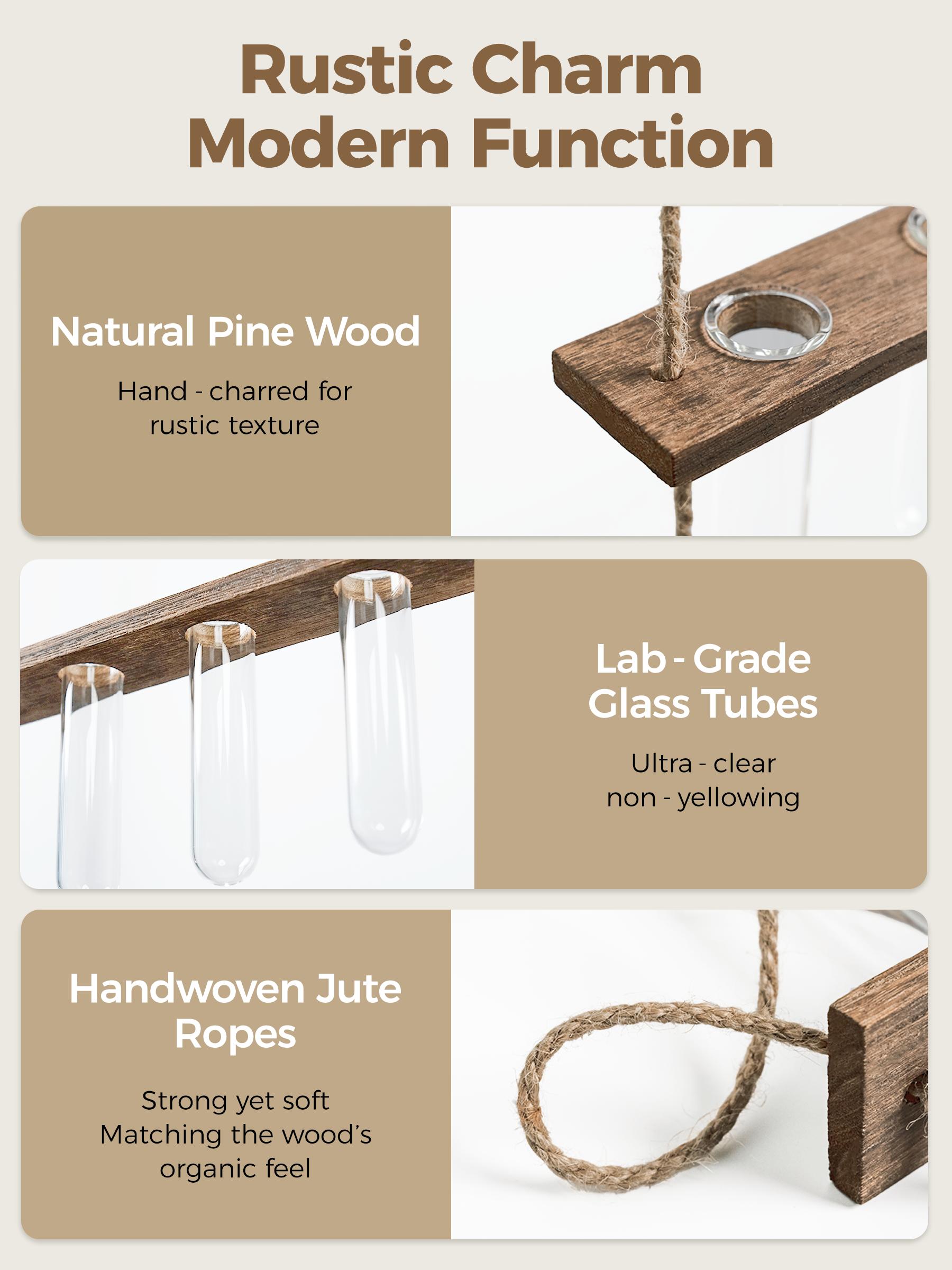 BamWorld Hanging Plant wall planter Propagation Station Glass Terrarium with 3 Tiered Wooden Stand 15 Glass Tubes for Hydroponic Plant Wall Hanging Planter Gift for Plant Lover Home Decor Bedroom Deco BamWorld Hanging Plant wall planter Propagation Station Glass Terrarium with 3 Tiered Wooden Stand 15 Glass Tubes for Hydroponic Plant Wall Hanging Planter Gift for Plant Lover Home Decor Bedroom Deco