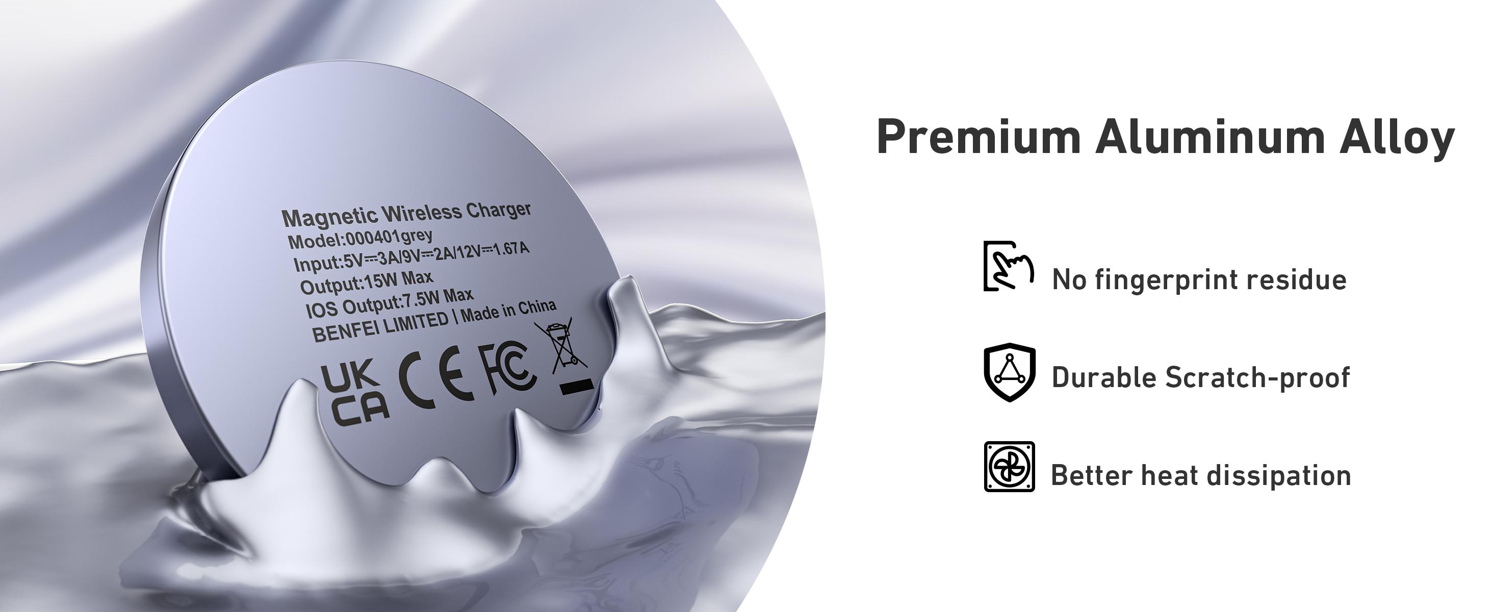 BENFEI Magnetic Wireless Charger 15w Compatible with MagSafe Charger/iPhone 16/16 Pro/16 Plus/16 Pro Max/iPhone 15 Pro Max Plus/iPhone 14 13 12 Series, Wireless Mag Safe Charging Pad, Mag Charger