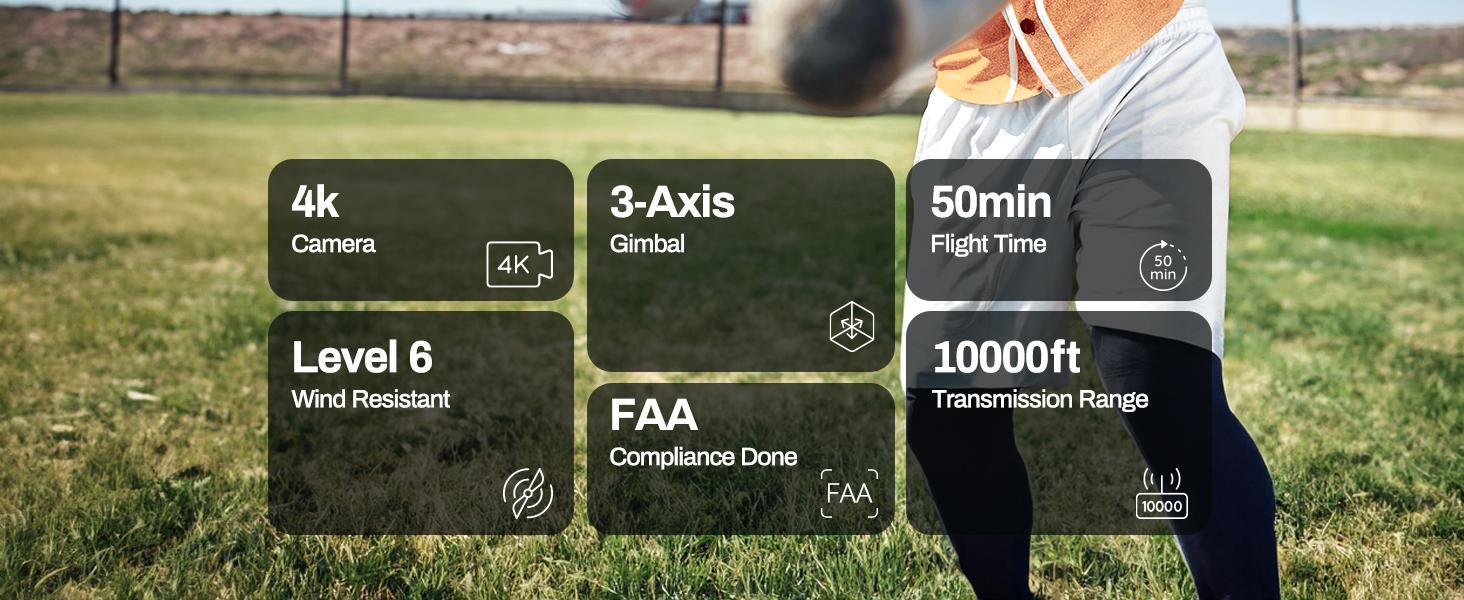 Bwine F7GB2 Drone with 4K Camera for Adults, 3-Axis Gimbal, 9800FT Transmission Range, FAA compliance, 50Mins Flight Time with 2 Batteries, GPS Auto Return+Follow Me+Beginner Mode