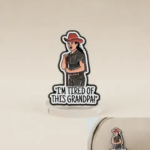I'm Tired of This Grandpa Funny Quote Alloy Brooch Pin Clip , Casual Fashion Jewelry Accessory for Backpacks & Clothing, All Season Wear, Lapel Pin