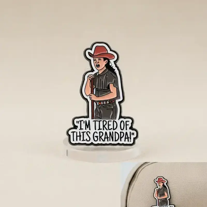 I'm Tired of This Grandpa Funny Quote Alloy Brooch Pin Clip , Casual Fashion Jewelry Accessory for Backpacks & Clothing, All Season Wear, Lapel Pin