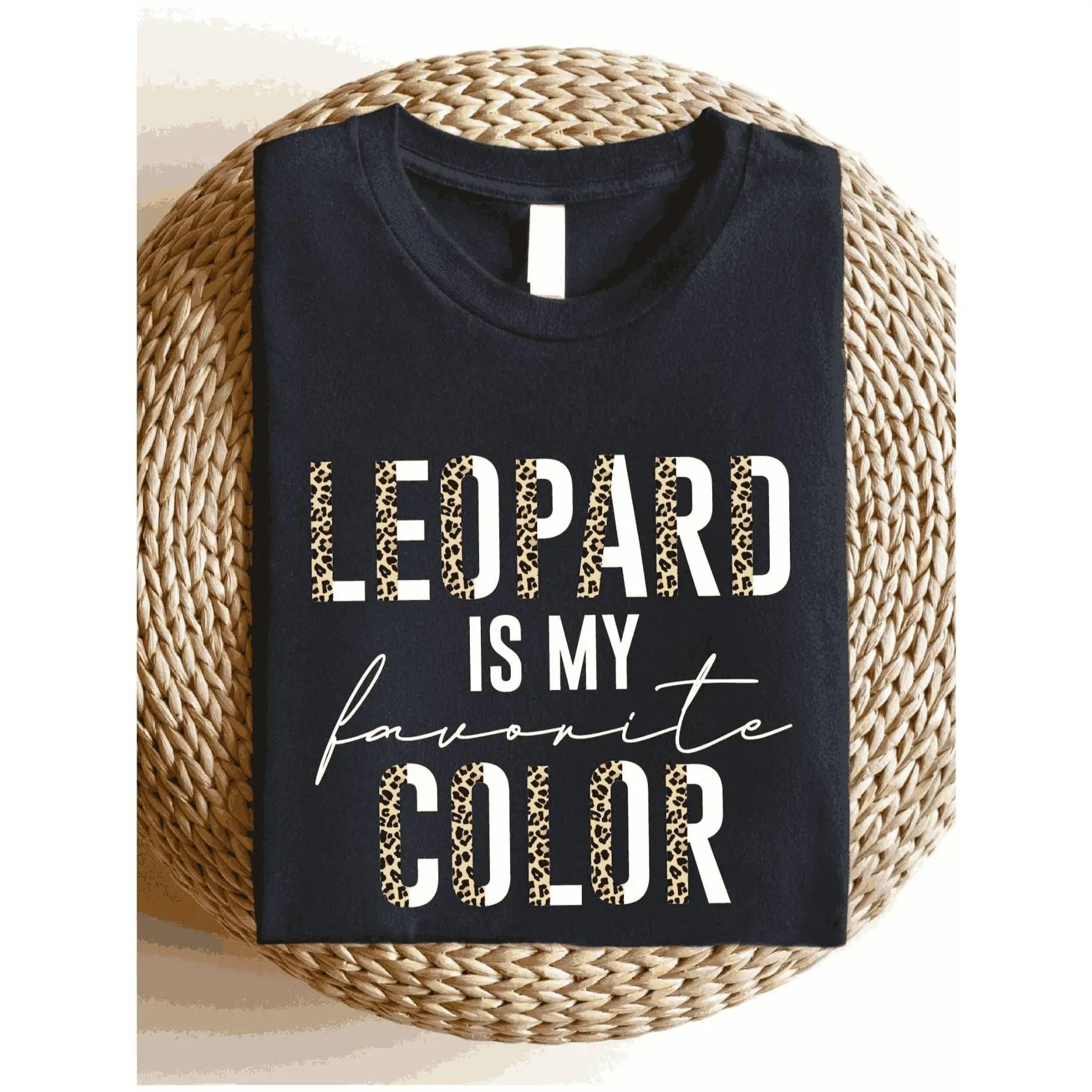 Vintage Leopard Print Is My Favorite T-Shirt, Y Animal Print Shirt, Leopard Print T-Shirt, Leopard Mom T-Shirt, Crew Neck Leopard Print Shirt