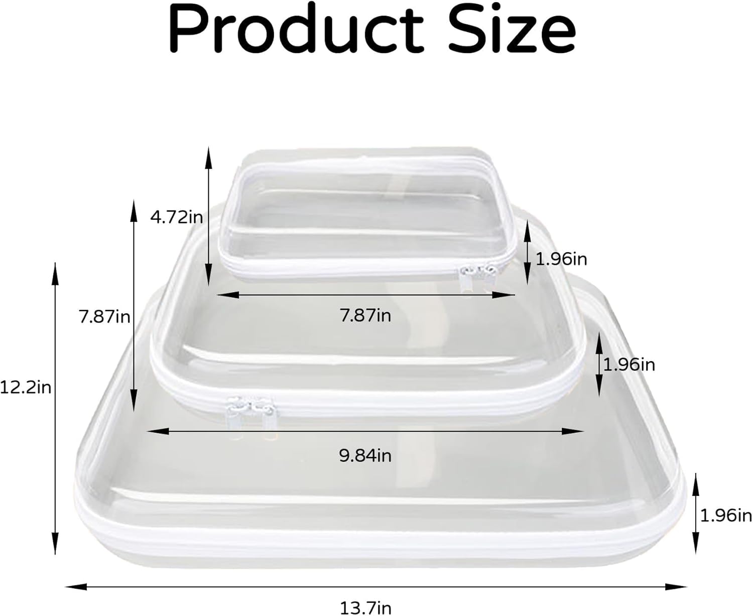 Organizer Storage Box 3Pcs/Set, Hard Zipper Case Toy Storage Bins Travel Organizer Waterproof Transparent Case  Pencil Case Toiletry Pouch  Cosmetic Bag White,Large Capacity,Portable & Versatile Organizer capson  display crayon  boxes wardrobe rack