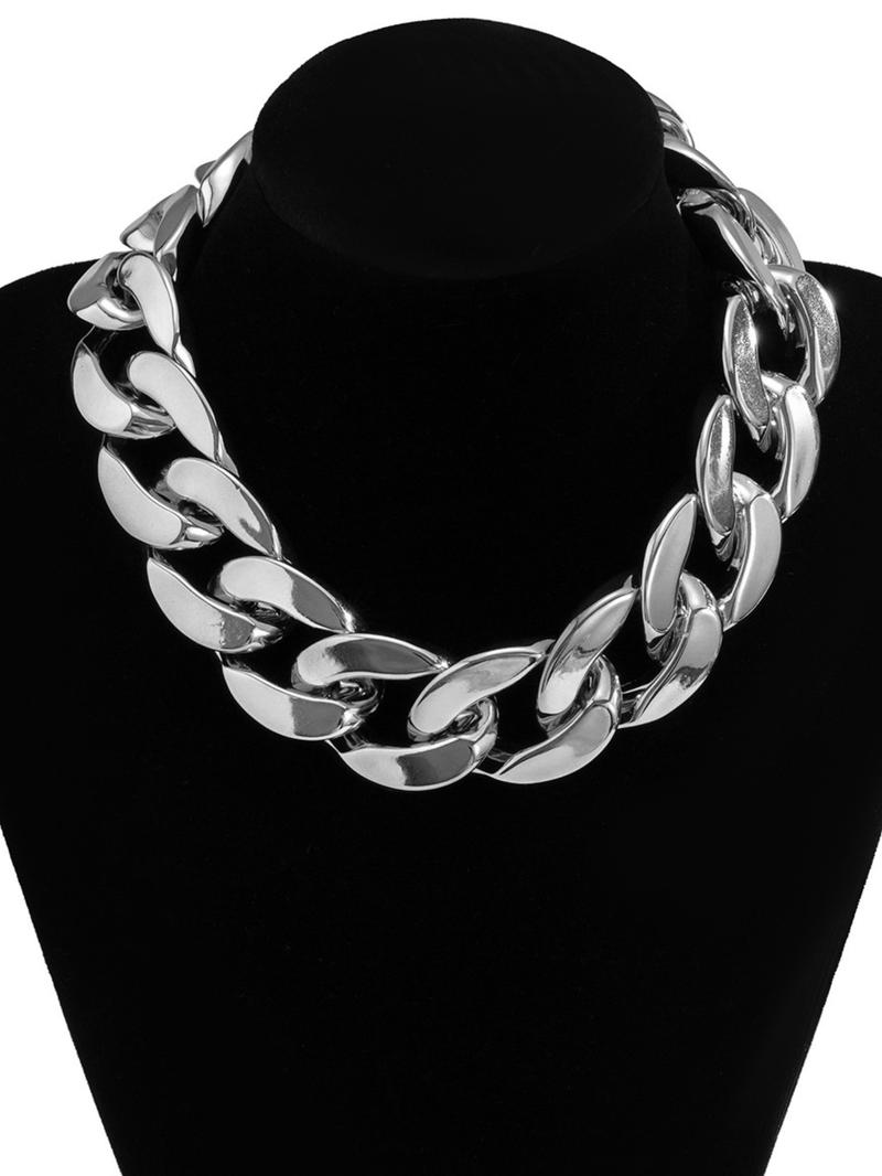 Women's Street Style Colorful Chunky Chain Necklace, Casual Trendy Chunky Chain Necklace, Fashionable Jewelry for Daily & Party Decoration