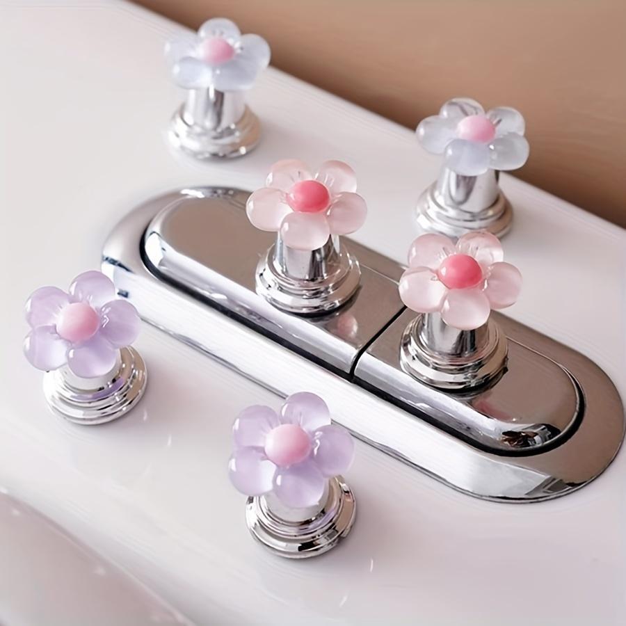 1/2pcs-Easy to press, cute and charming cartoon flower toilet flush handle, stylish bathroom accessory, elegant, suitable for long nail care
