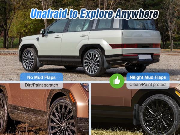 Nilight Mud Flaps for Hyundai Santa Fe 2024 2025, No Drilling Precision Fit Exterior Accessories Heavy-Duty Splash Guards Protection, Front & Rear Set Truck Automotive  dealsforyoudays