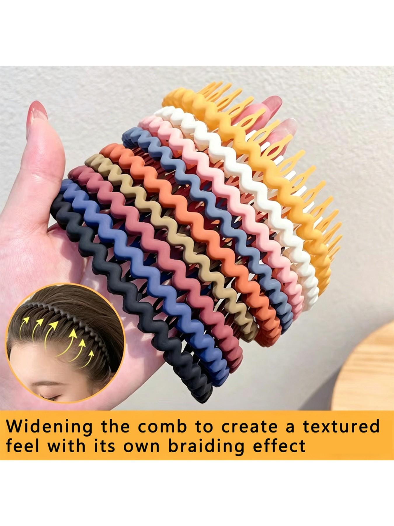 Luxe Petite Wavy Braided Headbands with Teeth, Non-Slip Textured Hair Hoops, Cute Wide Wavy Hair Accessories for Women & Girls