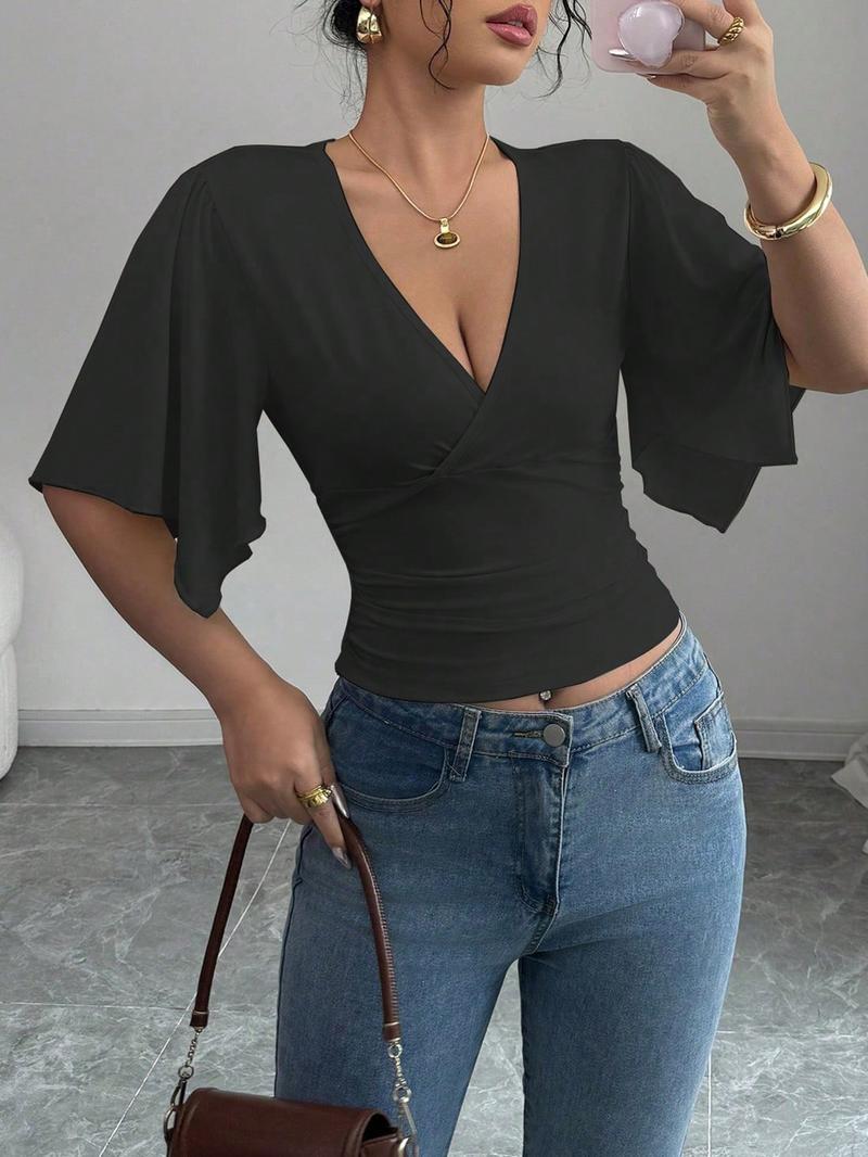 Women's Plain Tee, Elegant T-shirt for Daily Holiday Vacation Wear, Ladies Clothes for Summer