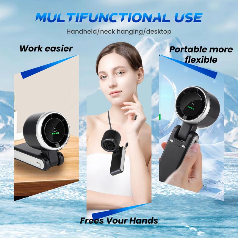 3-in-1 Mini Portable Fan – 3600mAh Rechargeable, 180° Foldable, LED Display, 5-Speed Personal Cooling for Home, Travel & Outdoors