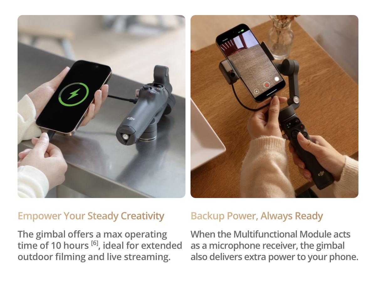 DJI Osmo Mobile 7P 3-Axis Gimbal Stabilizer, Built-in Extension Rod & Tripod, Native Tracking with Fill Light, One-Tap Edit, 10H Battery, Support Phone Charging for iPhone & Android