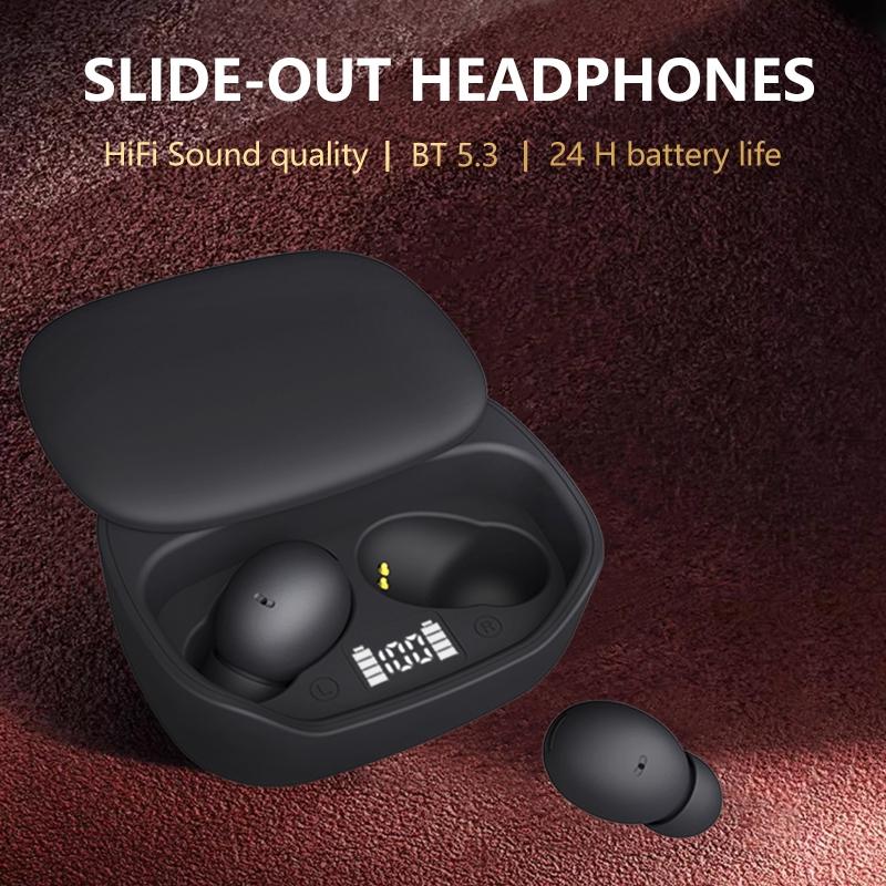 Wireless Earphone, In-ear Design Earphone with Charging Case, Noise Cancelling Headphone for Gaming, Sports, Office, Home, Audio, Earbuds Wireless, TWS Earbuds, Sliding cover charging case with LED battery level indication Headset