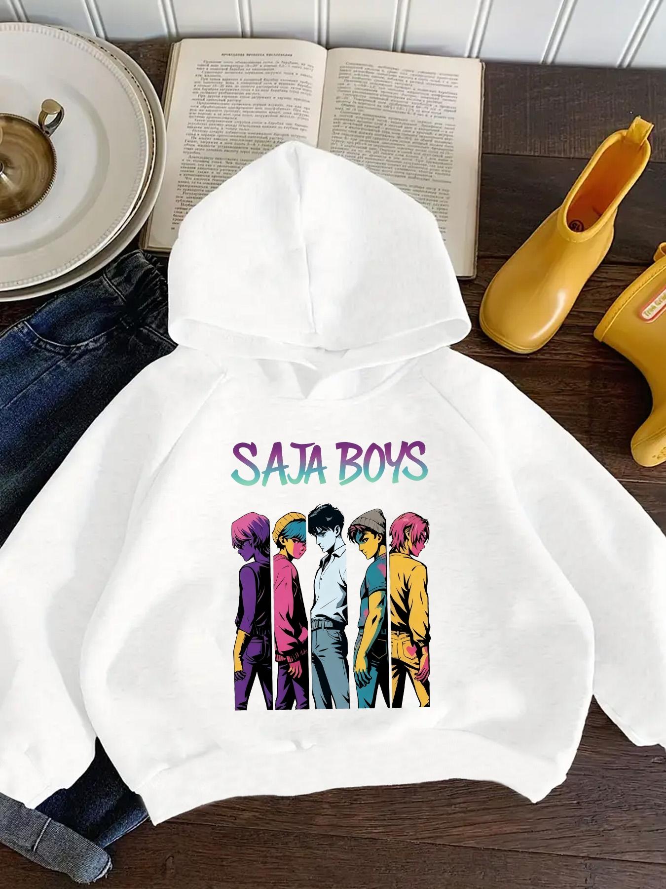 Boys' Spring & Fall Casual Hooded Long Sleeve Sweatshirt, Comfortable Fitted Pullover, Pattern Print, Graphic Team Hoodie, Versatile Bottom Layer