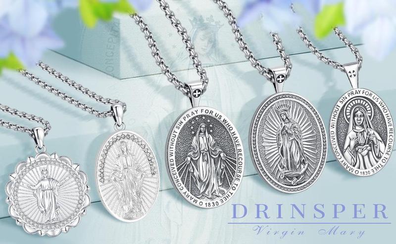 DRINSPER Saint Benedict Cross Necklace 925 Sterling Silver San Benito Pendant Necklace, Pardon Crucifix Necklace, Religious Jewelry for Men Women