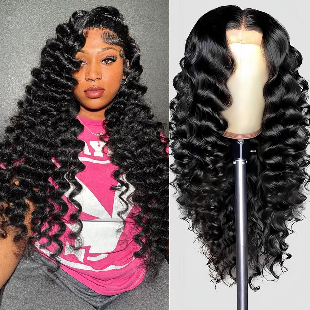 Ama 5x5 Glueless Loose Deep Wave Lace Closure Wig 180 Density 13x4 Pre Plucked Lace Front Human Hair Wigs For Women Ama 5x5 Glueless Loose Deep Wave Lace Closure Wig 180 Density 13x4 Pre Plucked Lace Front Human Hair Wigs For Women