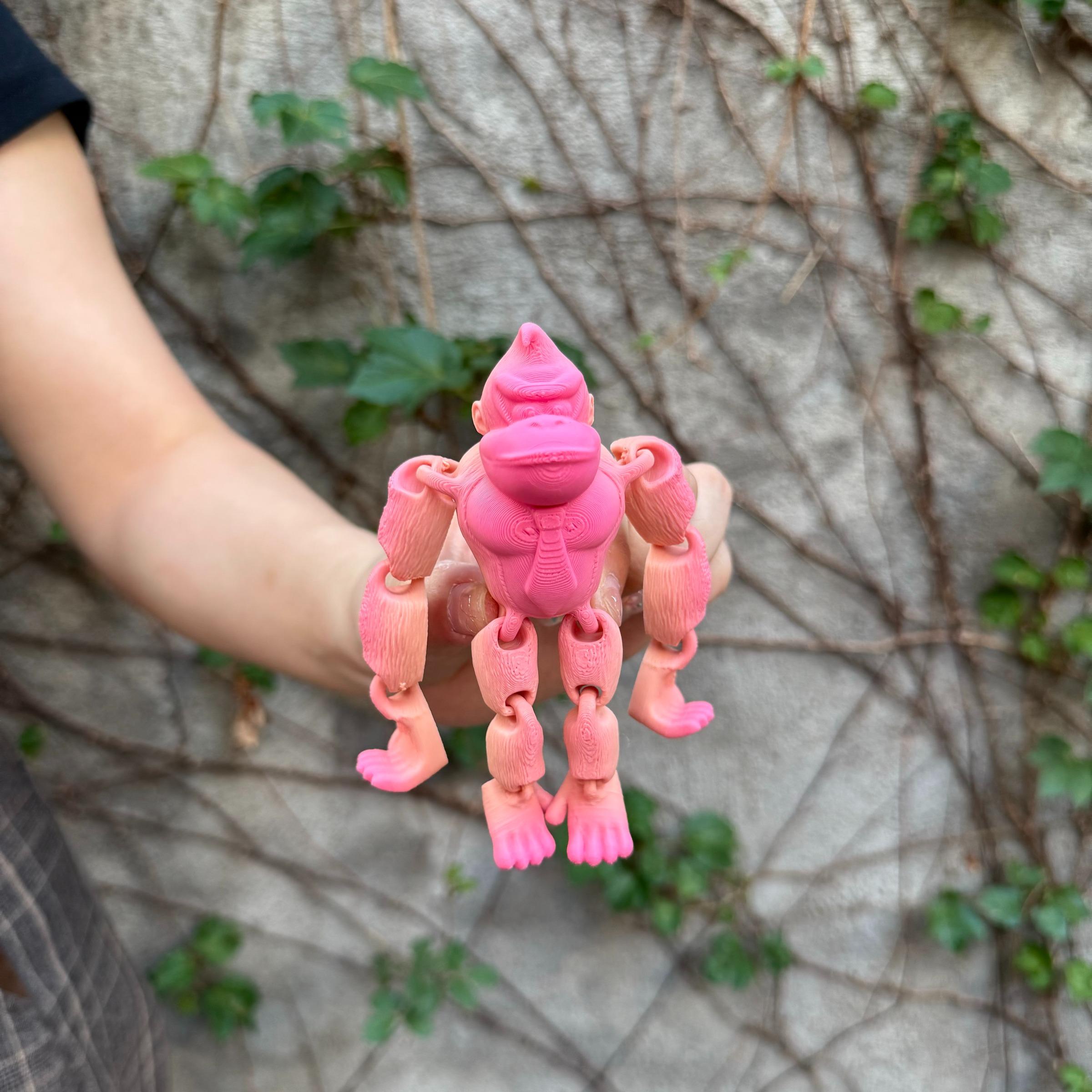 3D Printed Long Arm Gorilla Figurine, Home Decor, Realistic Eyes, Moveable Joints, Articulating Animal Figurines, Christmas Gift, Birthday Present, Animal Statue