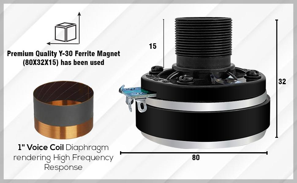 5Core Compression Driver 200W Peak Power Aluminum Tweeter Diaphragm 8 Ohm Horn Speaker