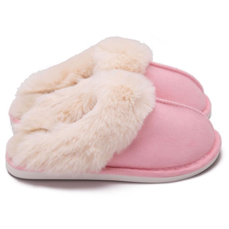 Warm Women's Plush Fleece-Lined Slip-On Moccasin with Fluffy Detail - Non-Slip Winter Home Slippers on Flat Platform Sole. So Cozy! Springfresh