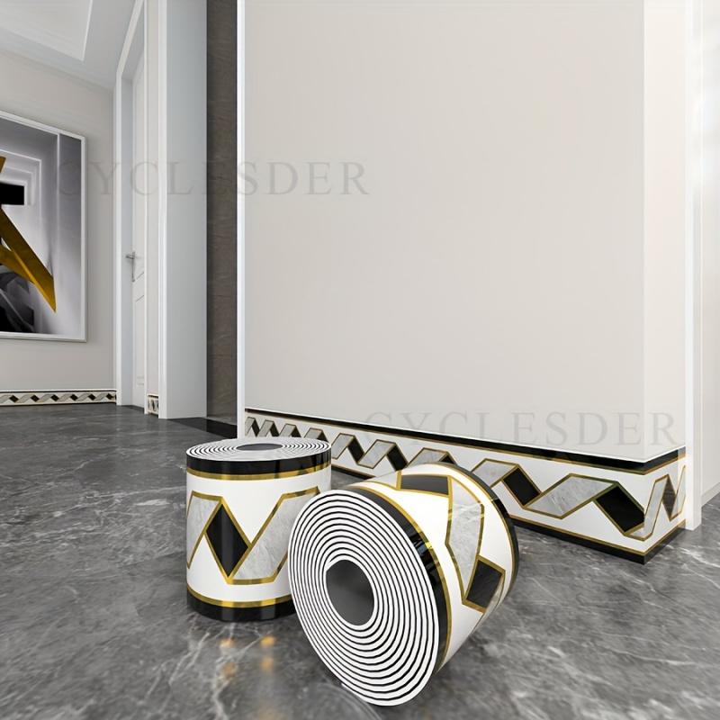 1 Roll Imitation Brick Panel Marble Backsplash Wallpaper European Marble Pattern PVC Material 197×3.94 Inches Thick Self-Adhesive Waterproof DIY Decoration for Bedroom Kitchen Bathroom