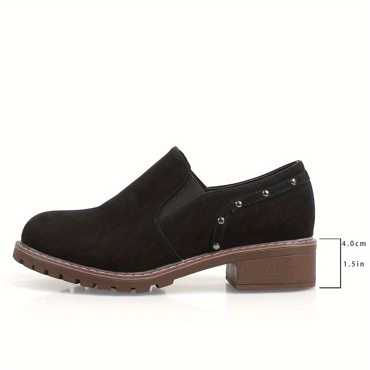 Comfortable Low Heel Ankle Boots for Women, Elastic Side Slip-On Casual Shoes