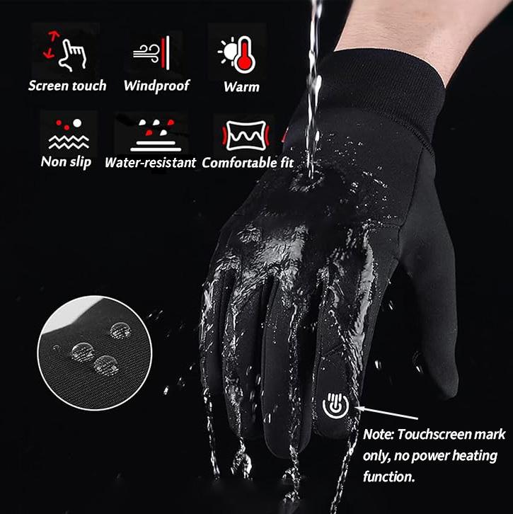 Winter Thermal Gloves, Water-resistant Design Thin Fleece Lined Warm Touchscreen Windproof Compatible Outdoor Sports Essentials, Warm Winter Gloves - For Outdoor Cycling, Driving, Running, Hiking, Great Valentine’s Day Gift - Nice Holiday Present