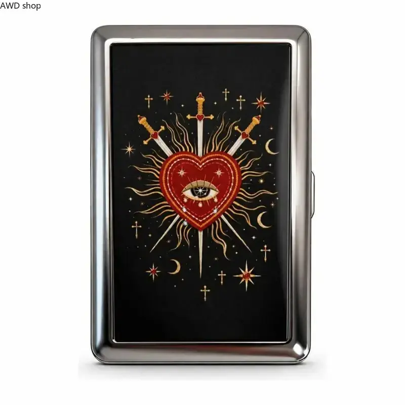 Vintage Card Holder Wallet, Metal Cigarette Case, Multi-Functional Metal Tin Box, Versatile Trinket Business Card ID Holder
