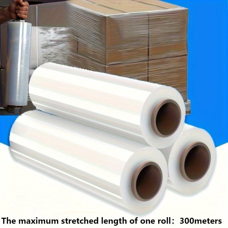 Transparent Stretch Wrap Film 5.91 Inches X 1000 Feet, Durable Self-Adhesive Plastic Pallet Packing Material, Ideal for Moving and Heavy Packaging 1 Roll
