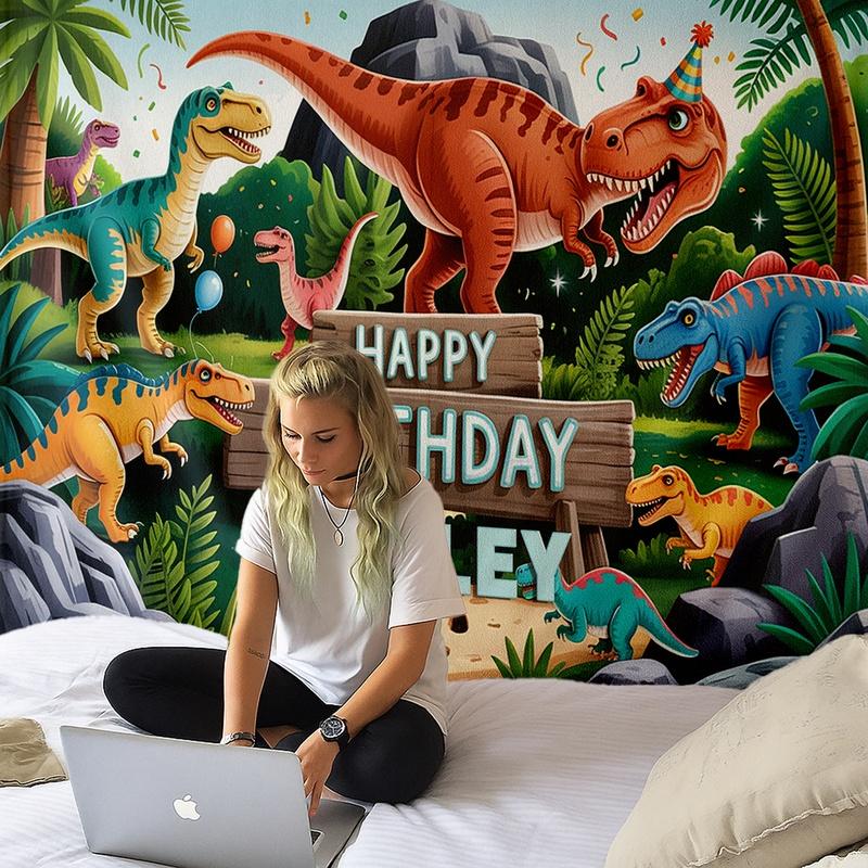 1pc Dinosaur Wall Hanging, Soft Polyester Tapestry for Bedroom, Living Room, Party Backdrop, Studio, Apartment Decor, Durable & Washable Wall Art
