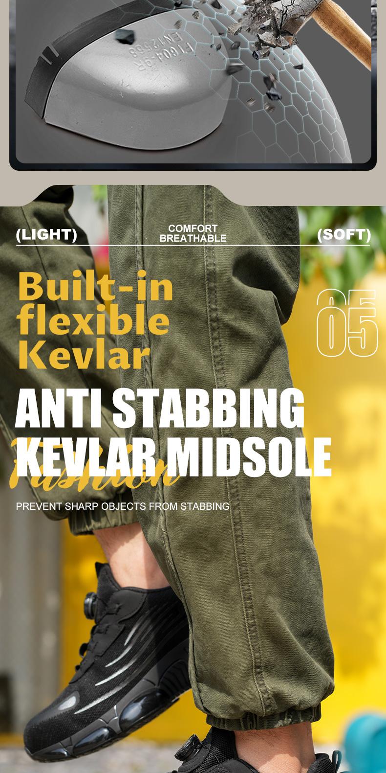 QINGRUIPAI Men's Breathable Mesh Work Sneakers Durable Anti-Slip Safety Shoes with Steel Toe Protection Comfort Fit for All Seasons Casual Striped Design Elastic Closure Non-Slip EVA Sole Outdoorfun Fathersdaygift